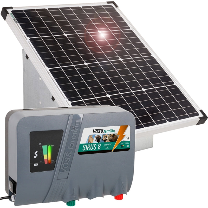 VOSS.farming SIRUS 8 55W Weidezaun-Solarset mit Tragebox