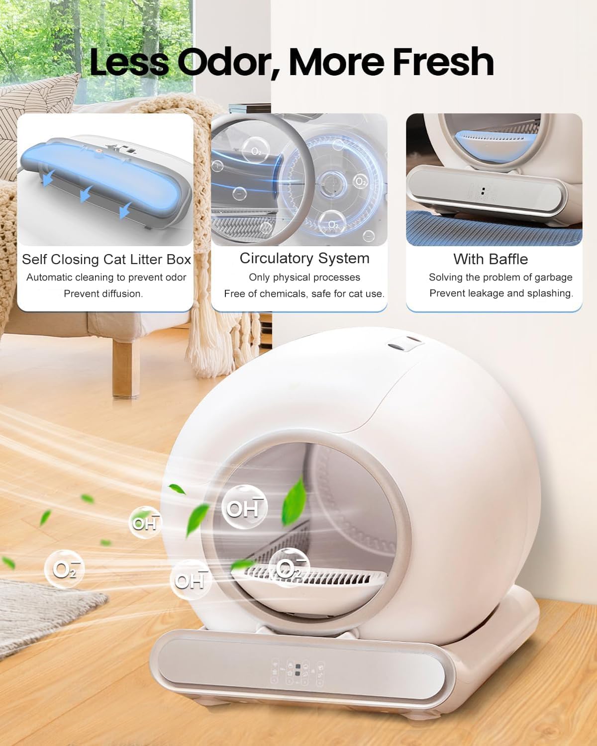 QSMYUYE Selbstreinigende Katzentoilette 65L