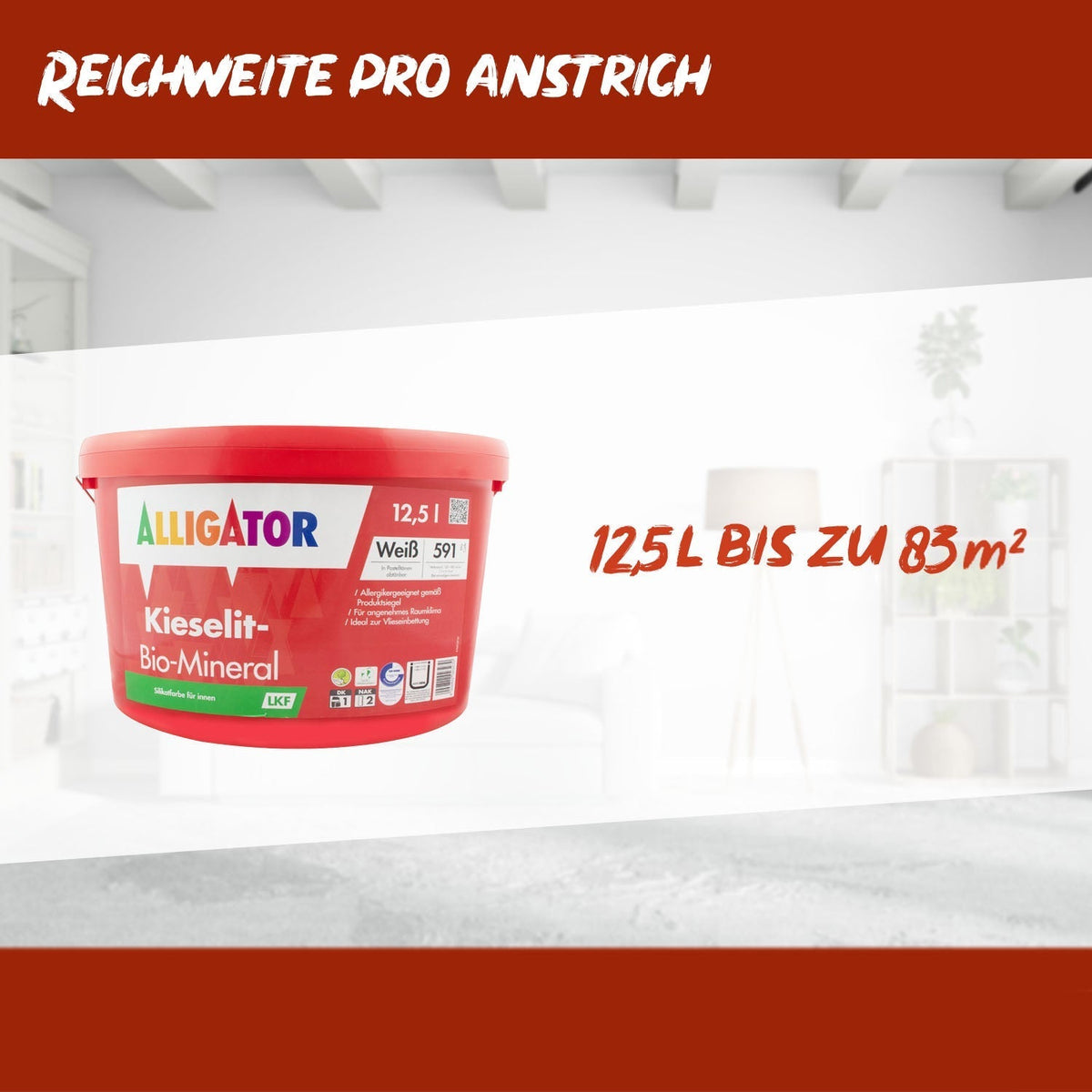 Alligator Kieselit-Bio-Mineral LKF Wandfarbe Weiß